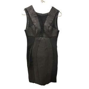 Yoana Baraschi Anthropologie Cocktail Dress Black Silver Shimmer Size 4 Short